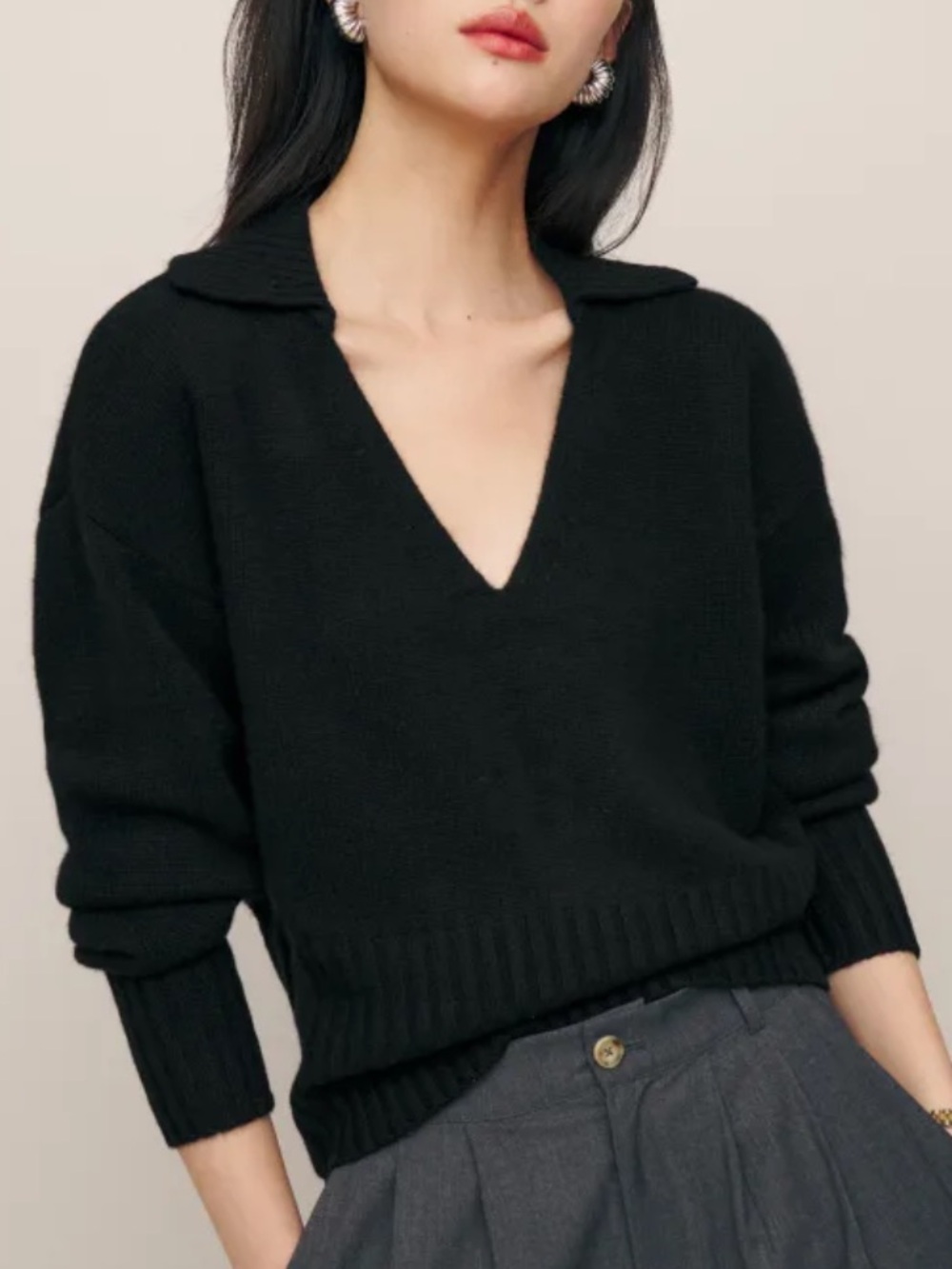 Reformation Beckie Collared Cashmere Sweater